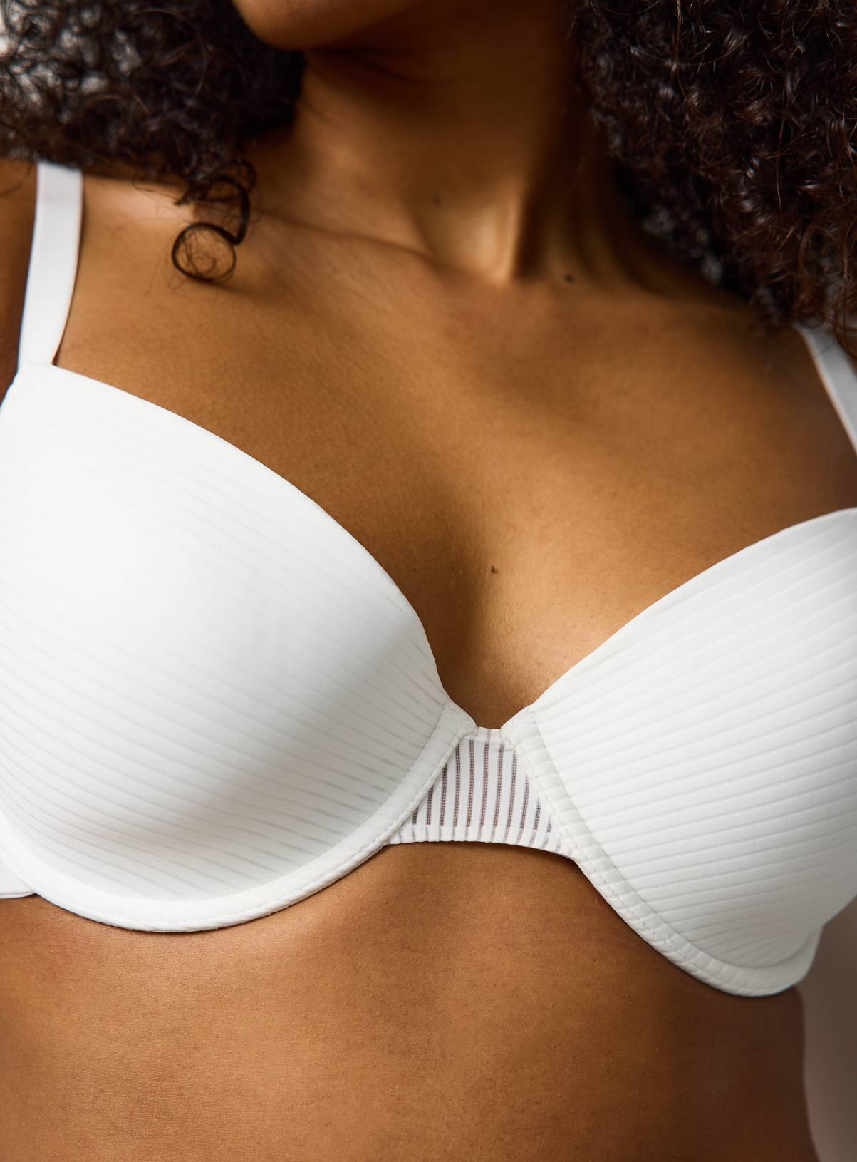 Ivory & Nude Mesh Stripe Padded T-Shirt Bra 2 Pack  34E - Image 3